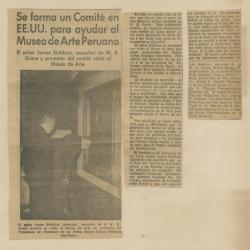 "Se forma un Comité en EE.UU. Para ayudar al Museo de Arte peruano"