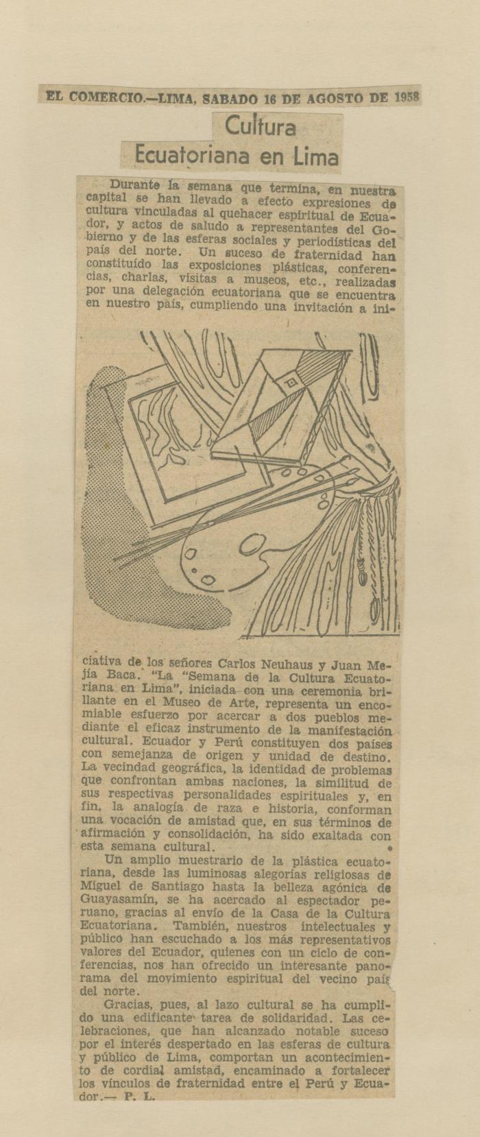 "Cultura ecuatoriana en Lima"