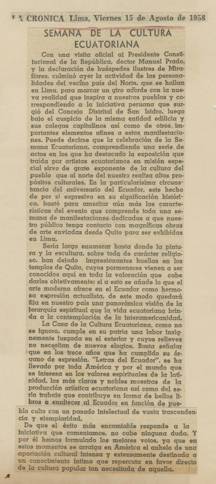 "Semana de la cultura ecuatoriana"