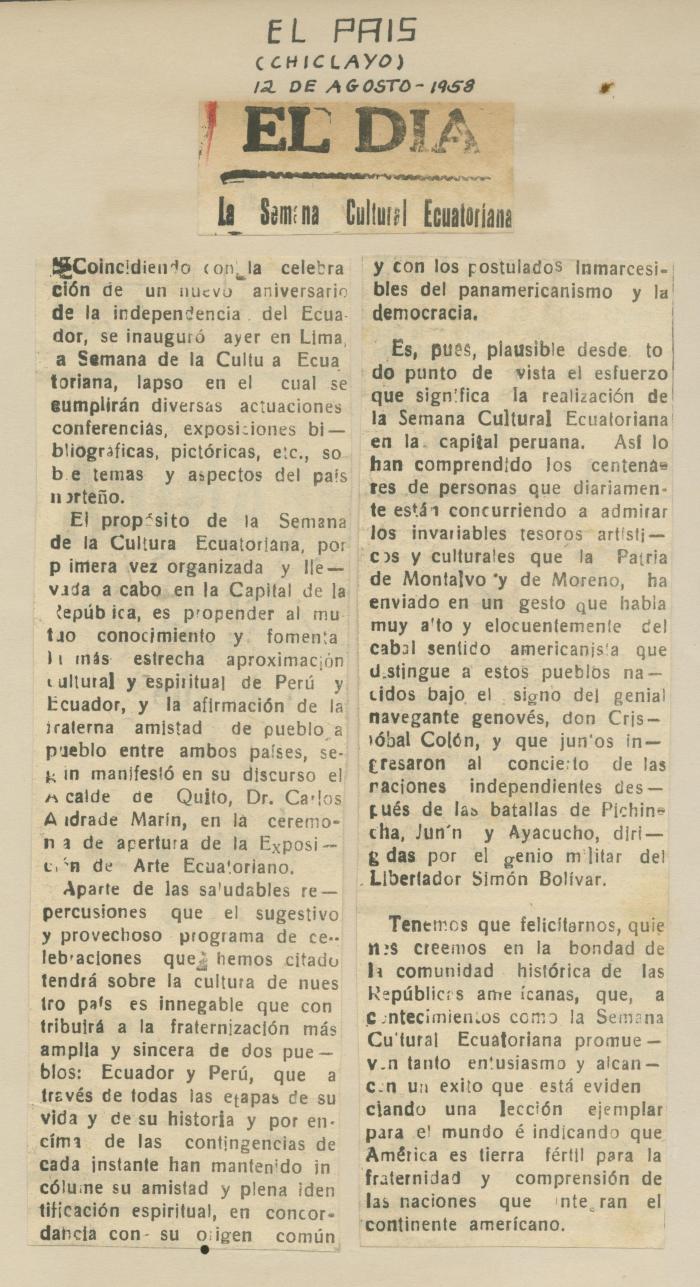 "La semana cultural ecuatoriana"