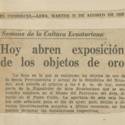 "Hoy abren exposición de los objetos de oro"