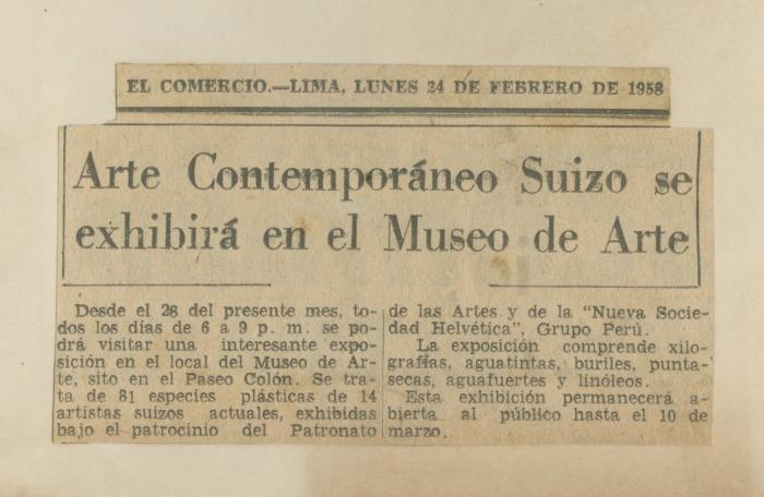 "Arte contemporáneo Suizo se exhibirá en el Museo de Arte"