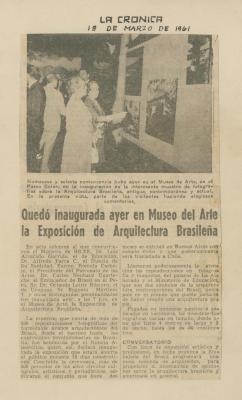 "Quedó inaugurada ayer en Museo del Arte la exposición de arquitectura brasileña"