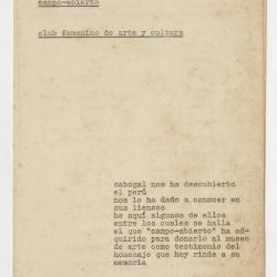 "Campo Abierto. Club femenino de arte y cultura"