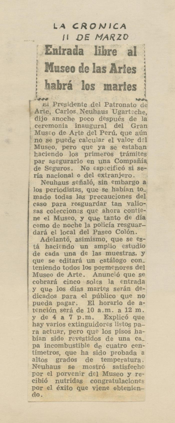 "Entrada libre al Museo de las Artes habrá los martes"