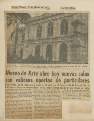 "Museo de Arte abre hoy nuevas salas con valiosos aportes de particulares"