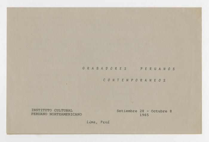 "Grabadores peruanos contemporáneos"