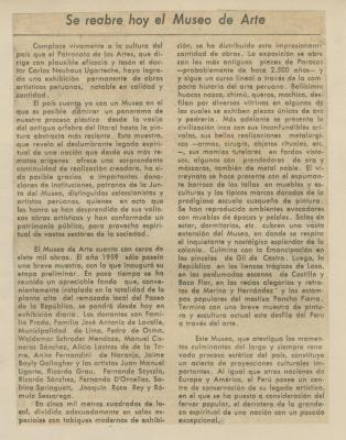 "Se reabre hoy el Museo de Arte"