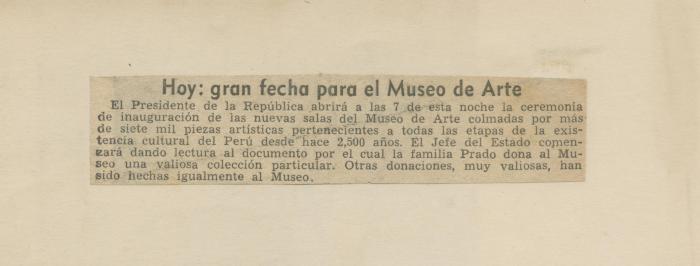 "Hoy: gran fecha para el Museo de Arte"
