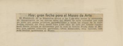"Hoy: gran fecha para el Museo de Arte"