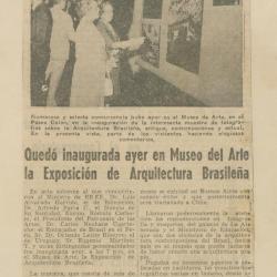 "Quedó inaugurada ayer en Museo del Arte la exposición de arquitectura brasileña"
