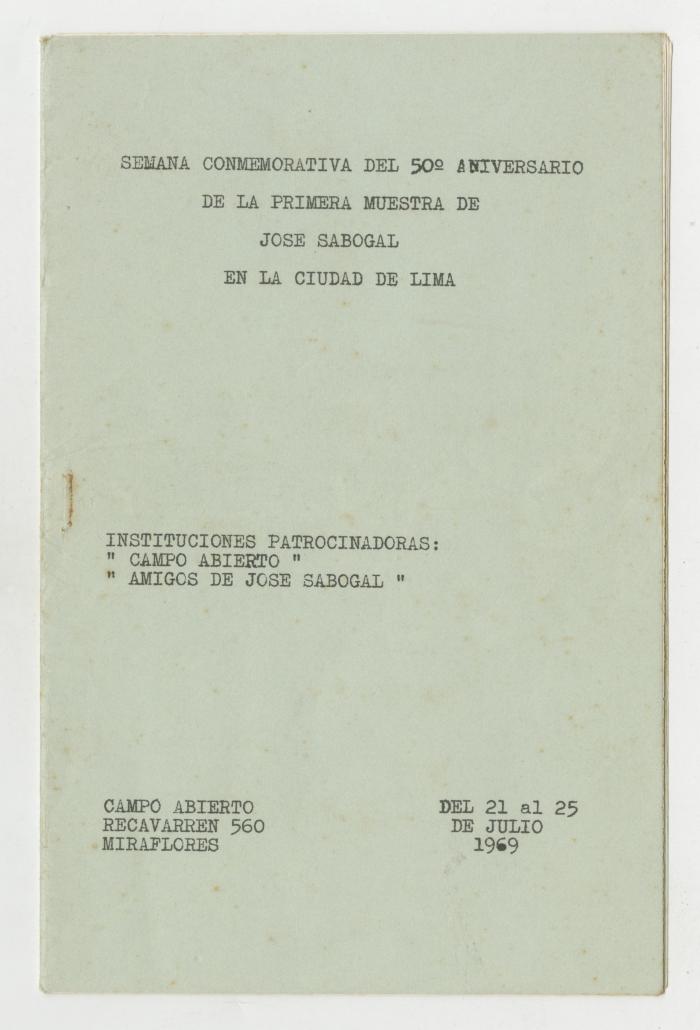 "Semana conmemorativa del 50° aniversario de la primera muestra de José Sabogal en la ciudad de Lima"