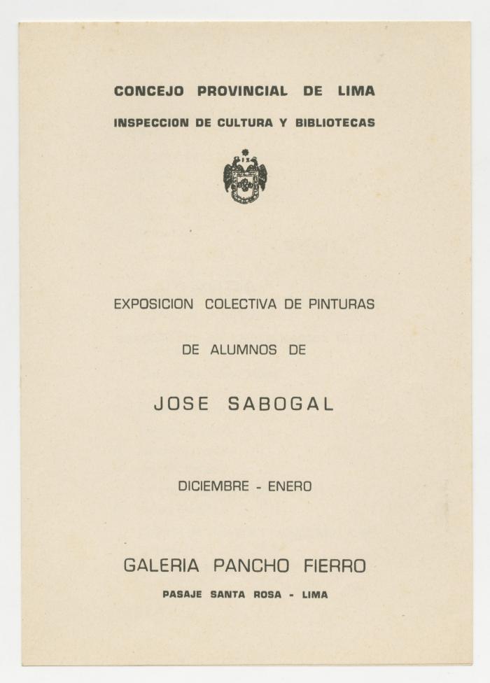 "Exposición colectiva de pinturas de alumnos de José Sabogal"