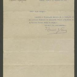Carta del Ministerio de Justicia e Instrucción Pública de Argentina a José Sabogal