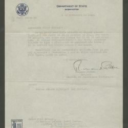 Carta del Departamento de Estado de los Estados Unidos a José Sabogal