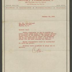 Carta de Orson Welles a José Sabogal