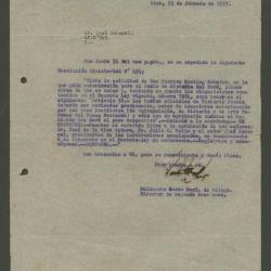 Oficio del Ministerio de Educación Pública a José Sabogal