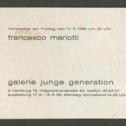 Exposición Francesco Mariotti: Objekte und Grafik en la Galerie Junge Generation, Hamburgo