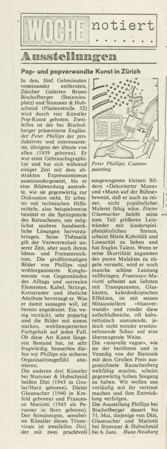 "Pop-und po verwandt Kunst in Zürich"