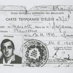 Carné temporal de alumno de la École Nationale Supérieure des Beaux-Arts