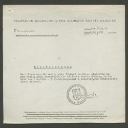 "Certificado de estudios de la Staatliche Hochschule für Bildende Künste Hamburg
(con versión oficial traducida al español)"