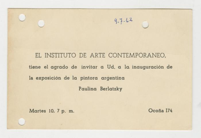 Invitación a Exposición Paulina Berlatzky