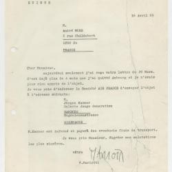 Carta de Francesco Mariotti a André Maure