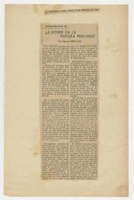"¿A dónde va la pintura peruana?"