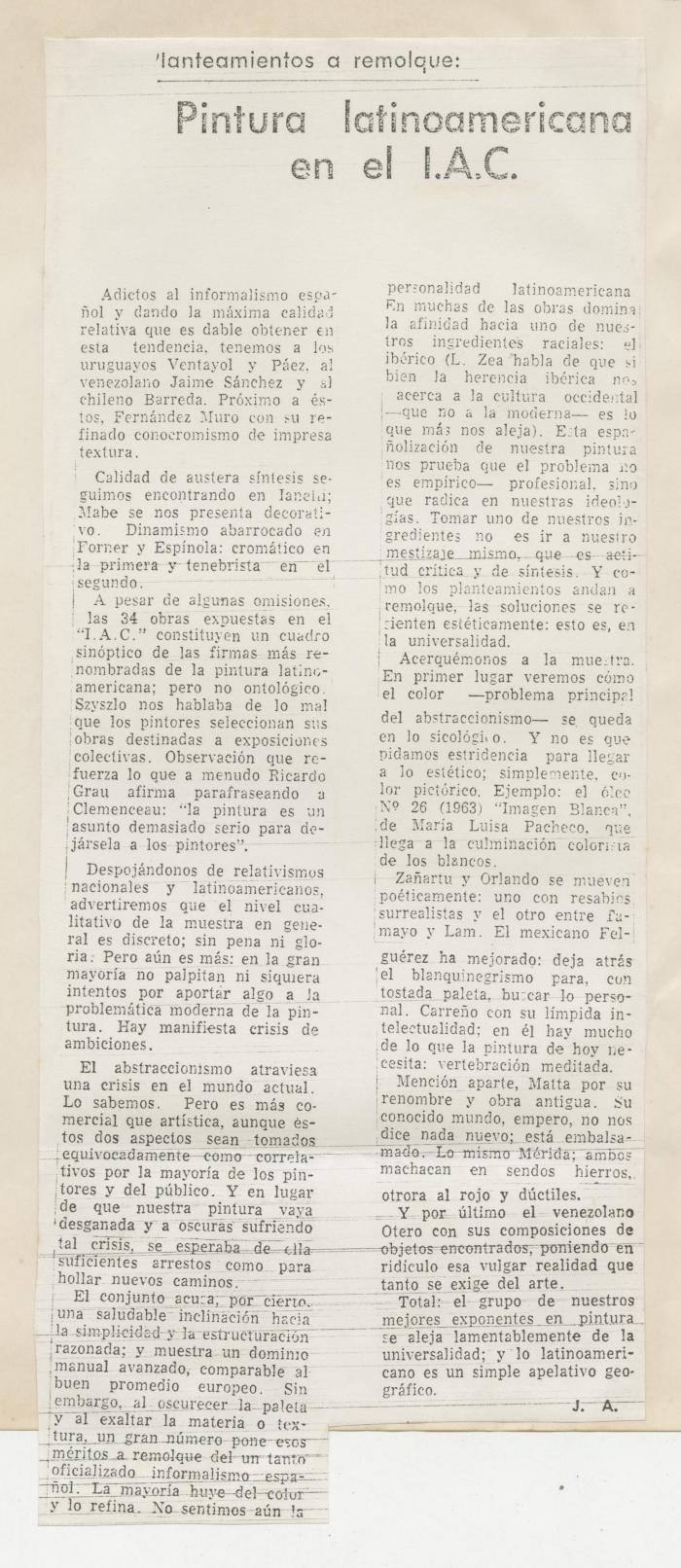"Pintura latinoamericana en el IAC"