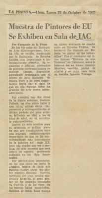 "Muestra de Pintores de EU se exhibirán en sala de IAC"