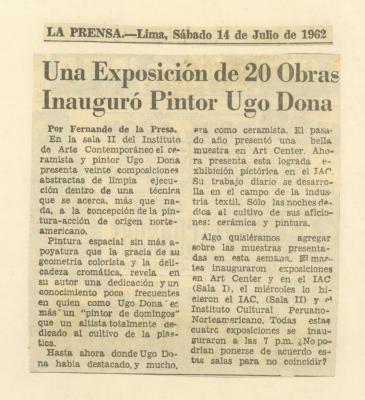 "Una exposición de 20 obras inauguró pintor Ugo Dona"