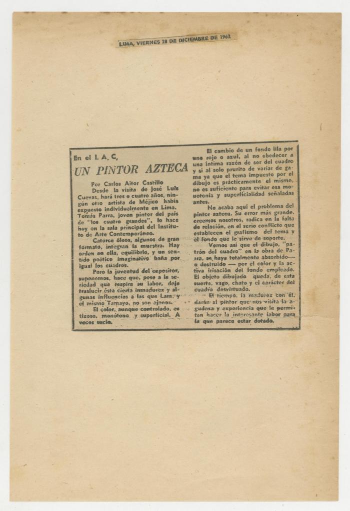 "En el IAC, un pintor azteca"