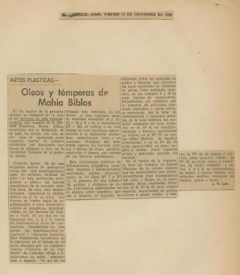 "Óleos y témperas de Mahia Biblos"