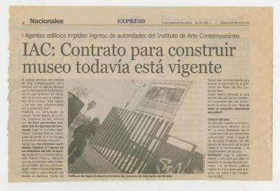 "IAC: Contrato para construir museo todavía está vigente"