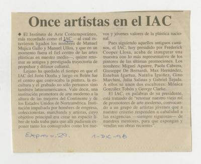 "Once artistas en el IAC"