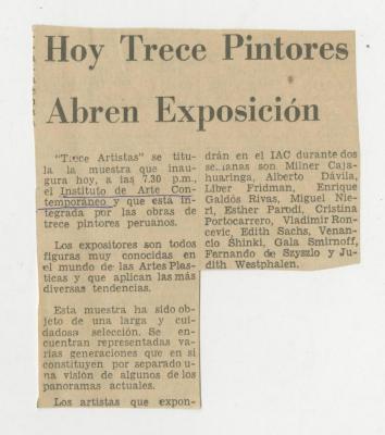 Hoy trece pintores abren exposición