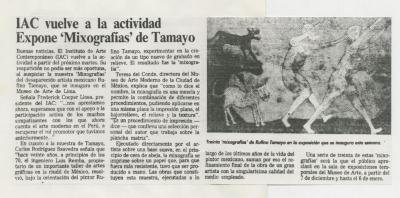 "IAC vuelve a la actividad Expone "Mixografías" de Tamayo"