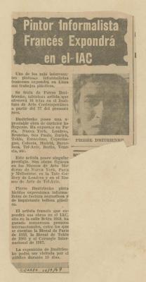 "Pintor informalista francés expondrá en el IAC"