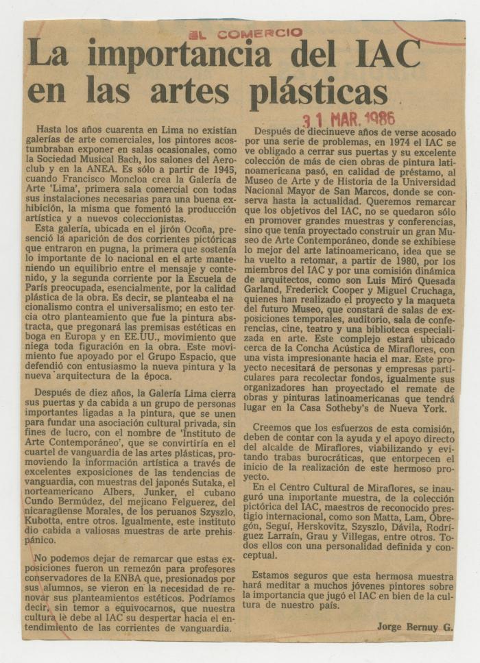 "La importancia del IAC en las artes plásticas"
