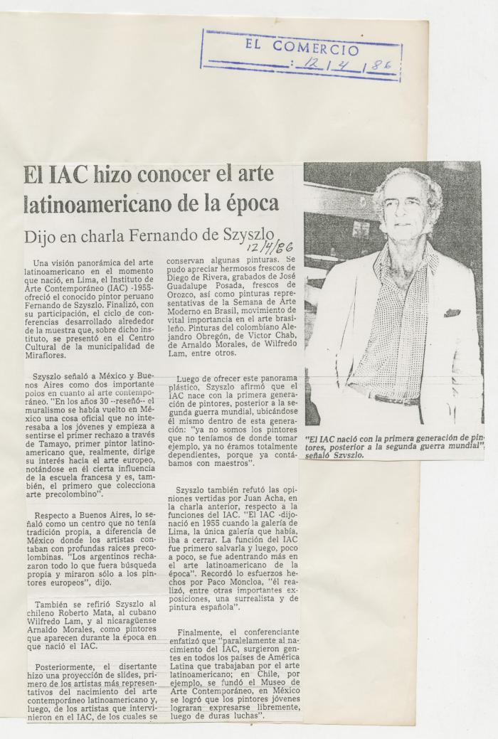 "El IAC hizo conocer el arte latinoamericano de la época"