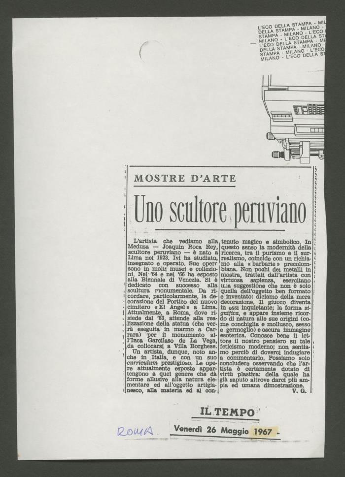 "Uno scultore peruviano"