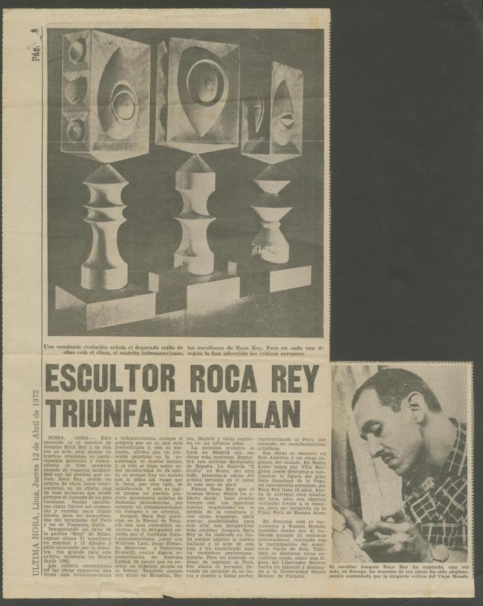 "Escultor Roca Rey triunfa en Milán"