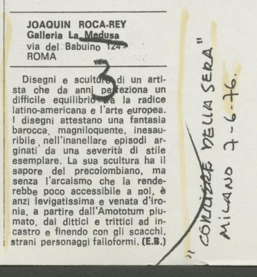 "Joaquín Roca-Rey: Galleria La Medusa"