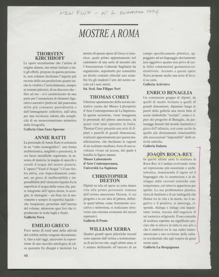 "Mostre a Roma: Joaquìn Roca-Rey"