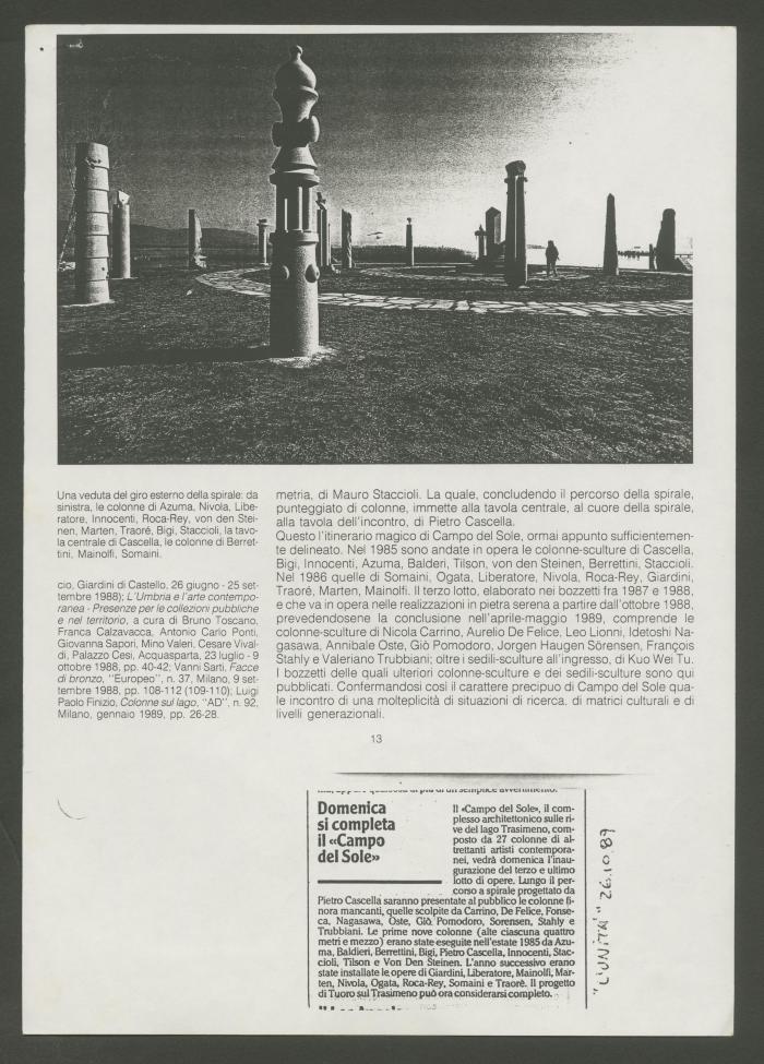 "Domenica si completa il «Campo del Sole»"