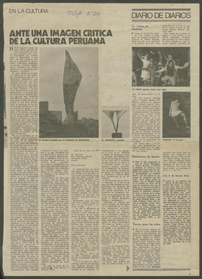 "Ante una imagen crítica de la cultura peruana"