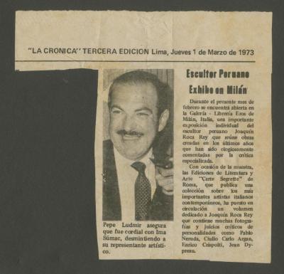 "Escultor Peruano Exhibe en Milán"