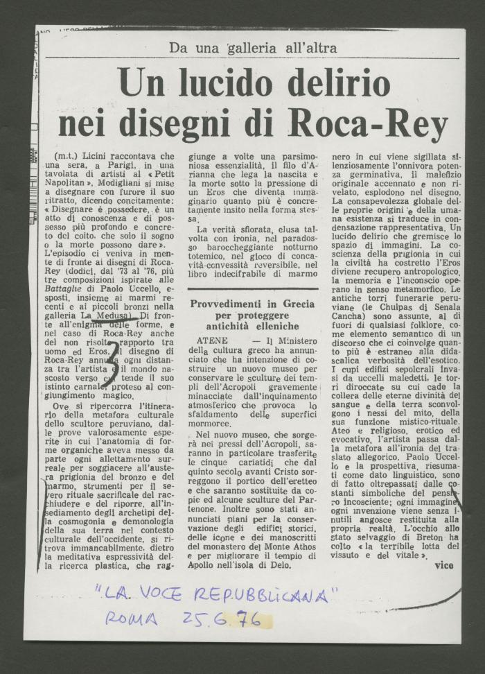 "Un lucido delirio nei disegni di Roca-Rey"