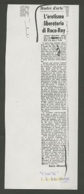 "L'erotismo liberatorio di Roca-Roy"