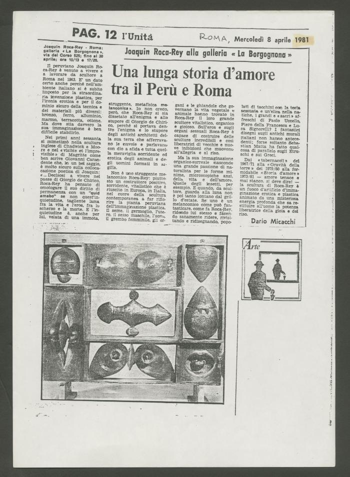 "Joaquin Roca-Rey alla galleria «La Borgognona»: Una lunga storia d'amore tra il Perù e Roma"